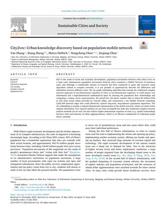 City2vec: Urban knowledge discovery based on population mobile network 