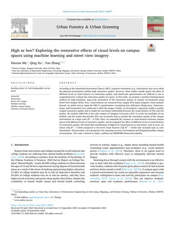 High or low? Exploring the restorative effects of visual levels on campus spaces using machine learning and street view imagery 