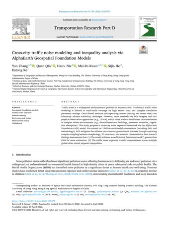 Cross-city traffic noise modeling and inequality analysis via AlphaEarth Geospatial Foundation Models 